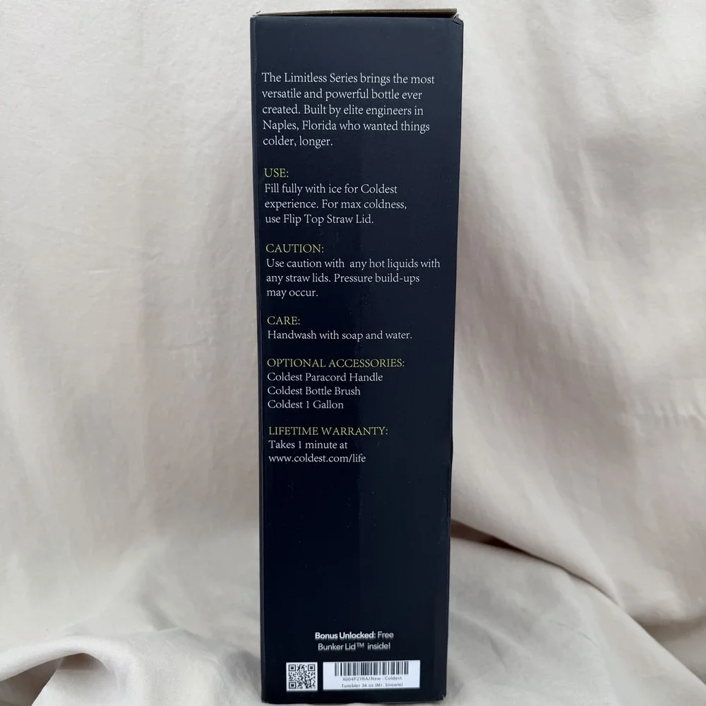 Coldest Limitless Ultra Bottle Mr. Snowie‎ 36 oz Tumbler Blue Red Winter 3 Lids - Picture 5 of 8